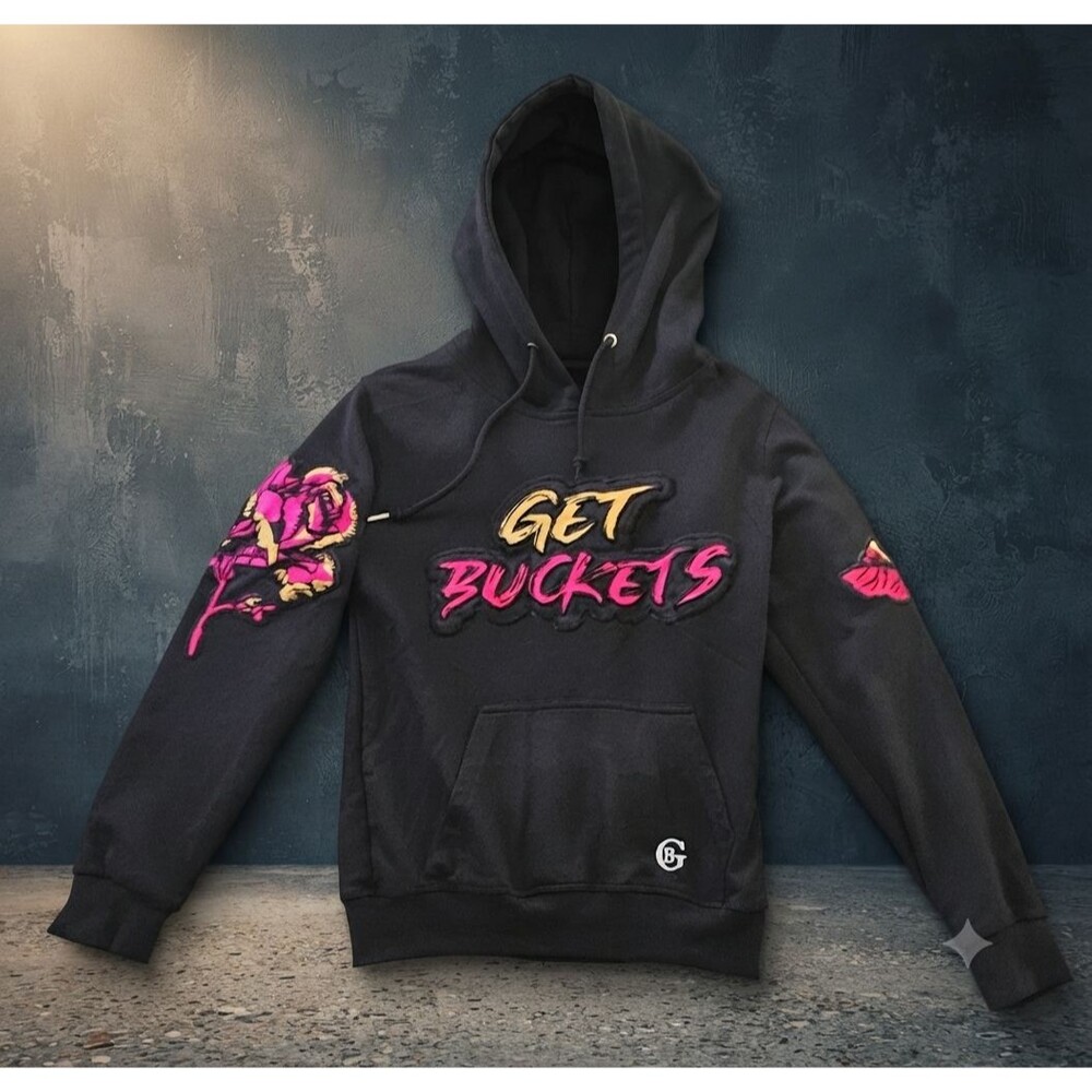 Bucket Squad Graphic Hoodie Embroidered Black Size S/M